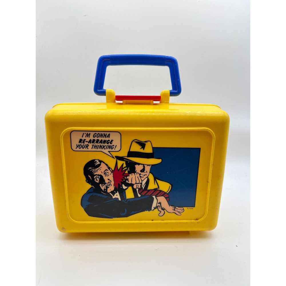 Vintage Dick Tracy Plastic Lunch Box Selandia Designs Yellow Disney Comic 1990